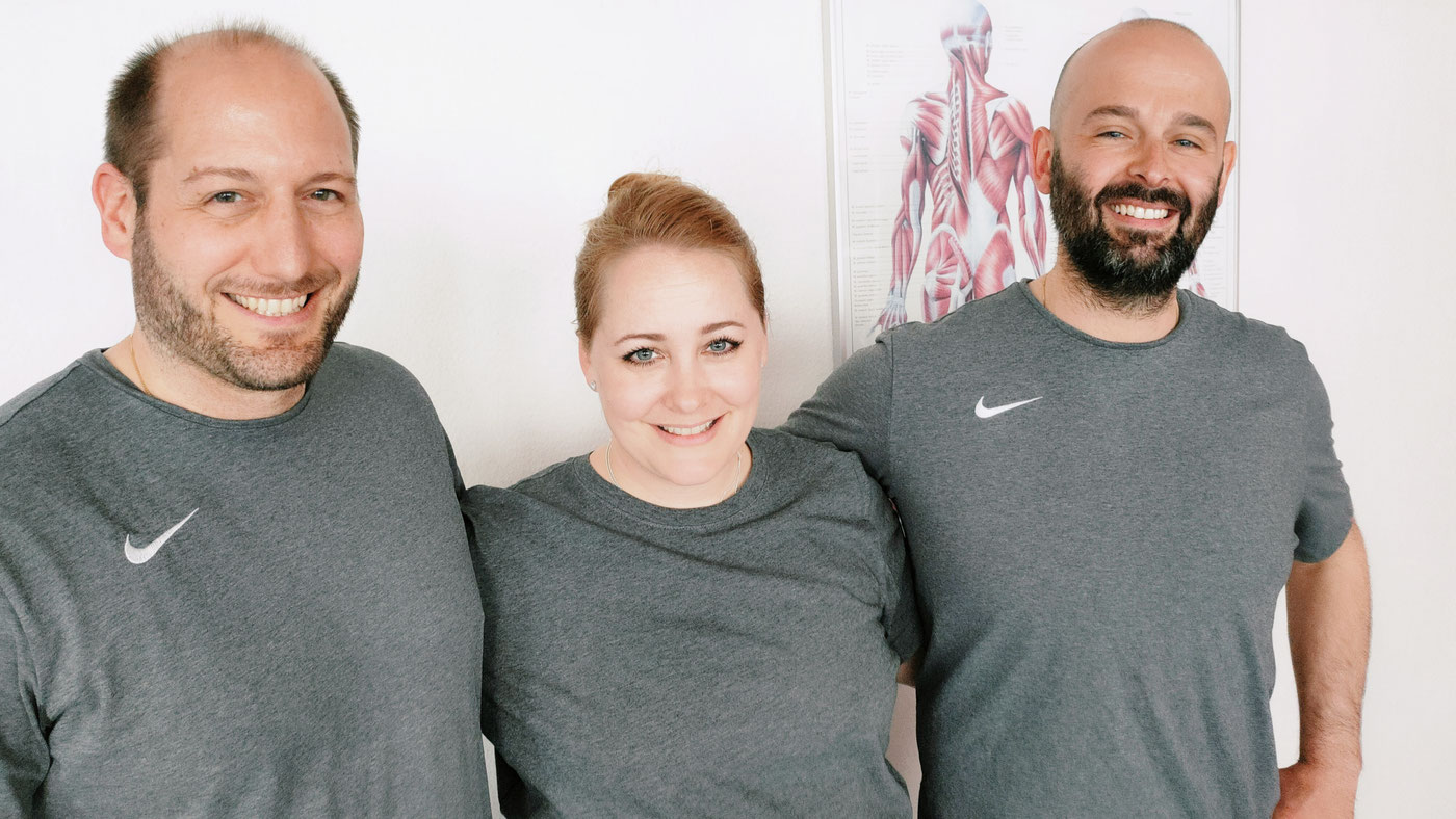 Das Team der Physiotherapie Raschle: Stefan Raschle, Ricarda Raschle und Mark Kiwitt